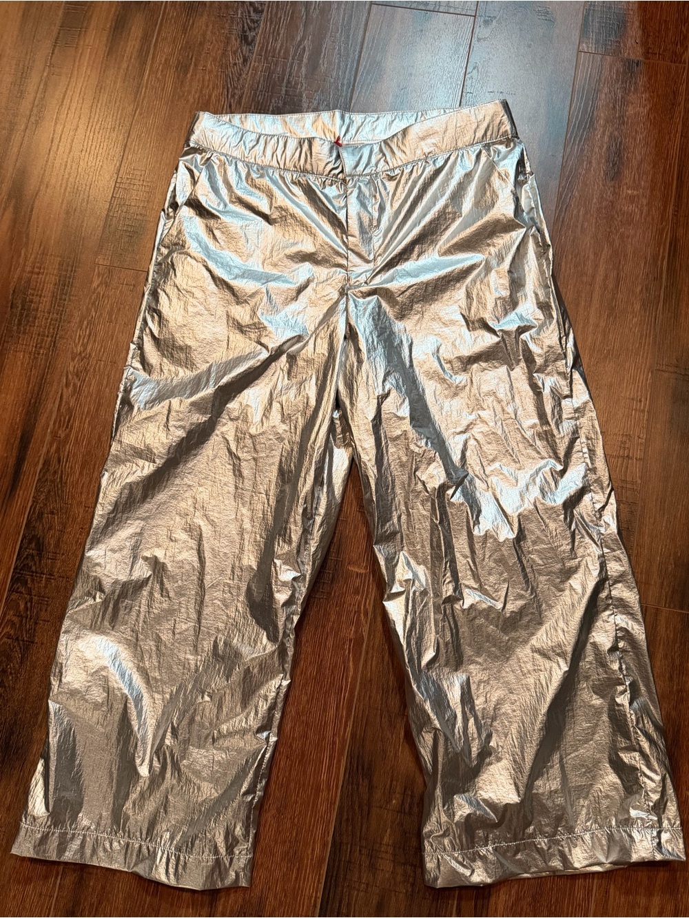 France’s Valentine Mimi Metallic Silver Wide-Leg Cropped Pants- Size 10